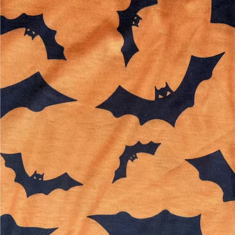 Plus Size Halloween Orange Long Sleeve Shirt with Bats - Picture 5 of 9